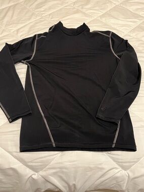 Champion Black Long Sleeve Athletic Top with Gray Stitching